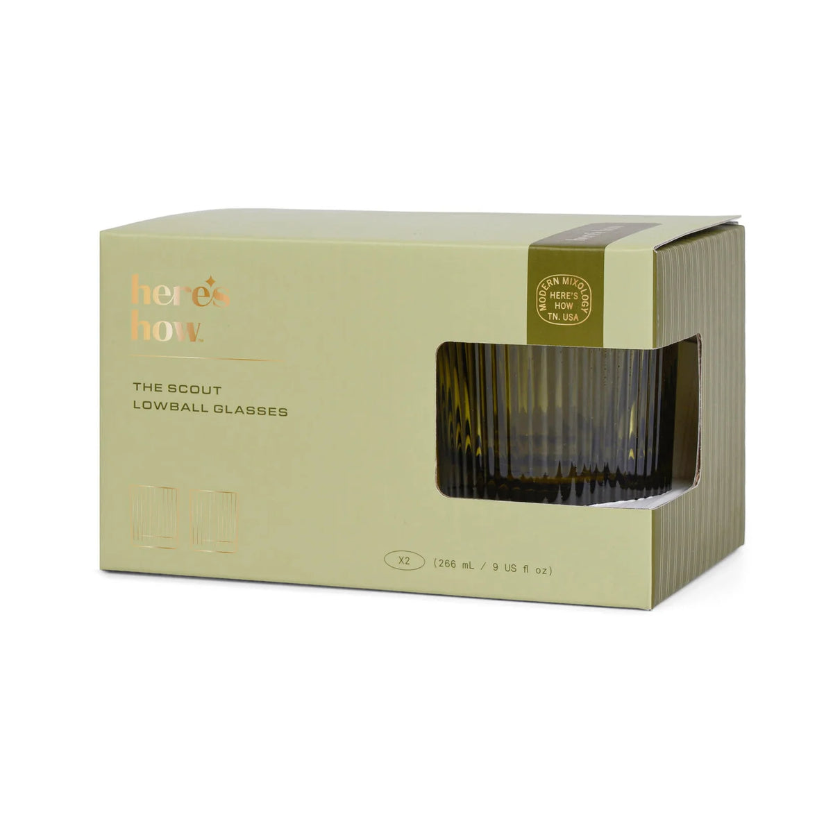 The Scout Lowball Glass - 2 stk. Olive