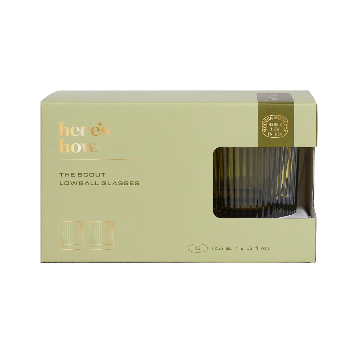 The Scout Lowball Glass - 2 stk. Olive