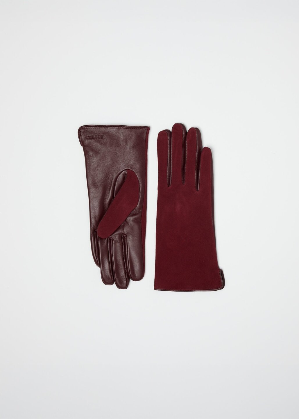BÁRA - Leður og rúskins hanskar - Vínrauðir