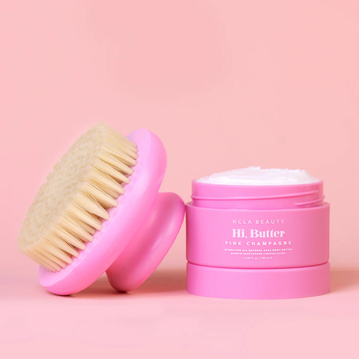 Gjafasett Dry Brush + Body Butter Set - Pink Champagne