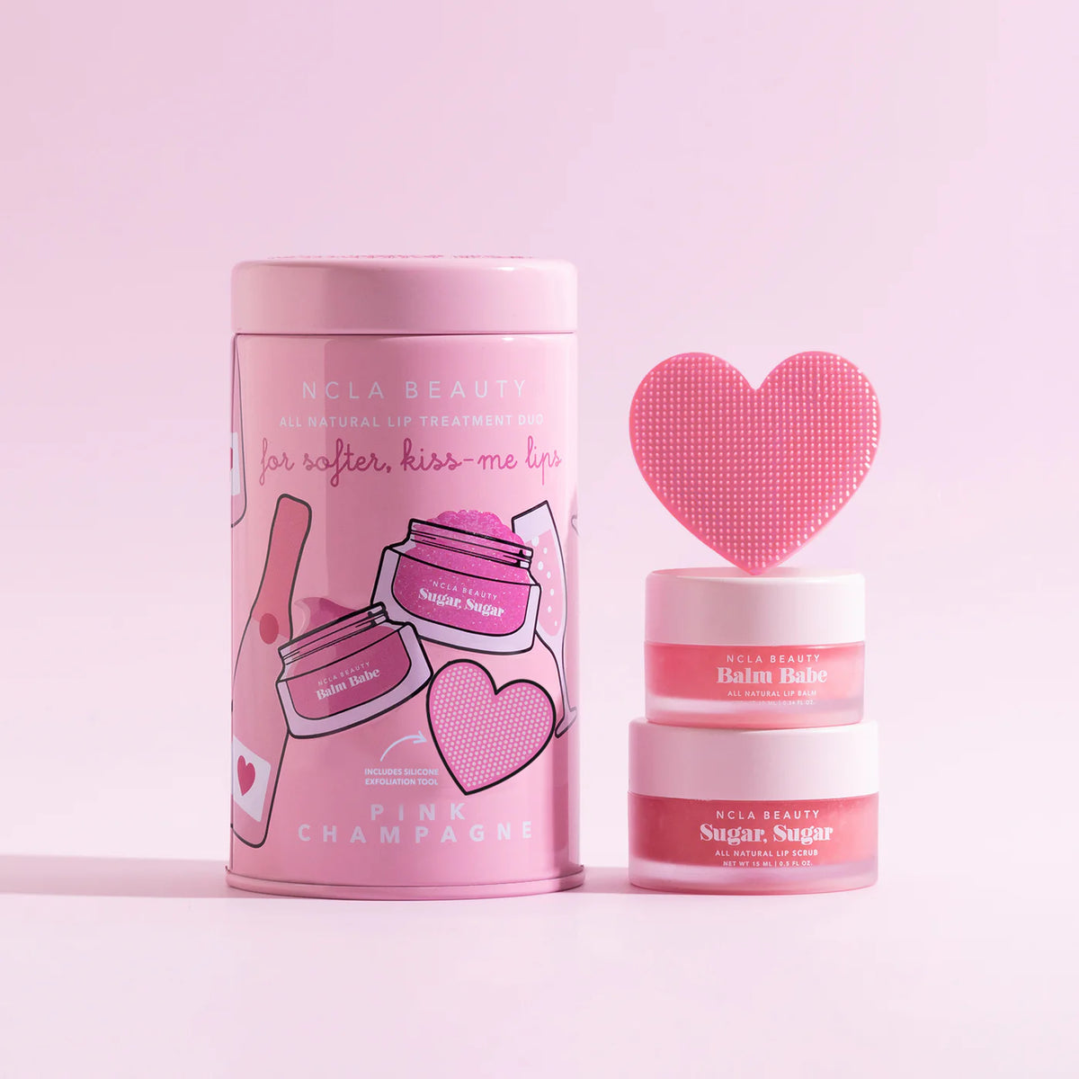 Gjafasett - Pink Champagne Lip Care Duo + Lip Scrubber