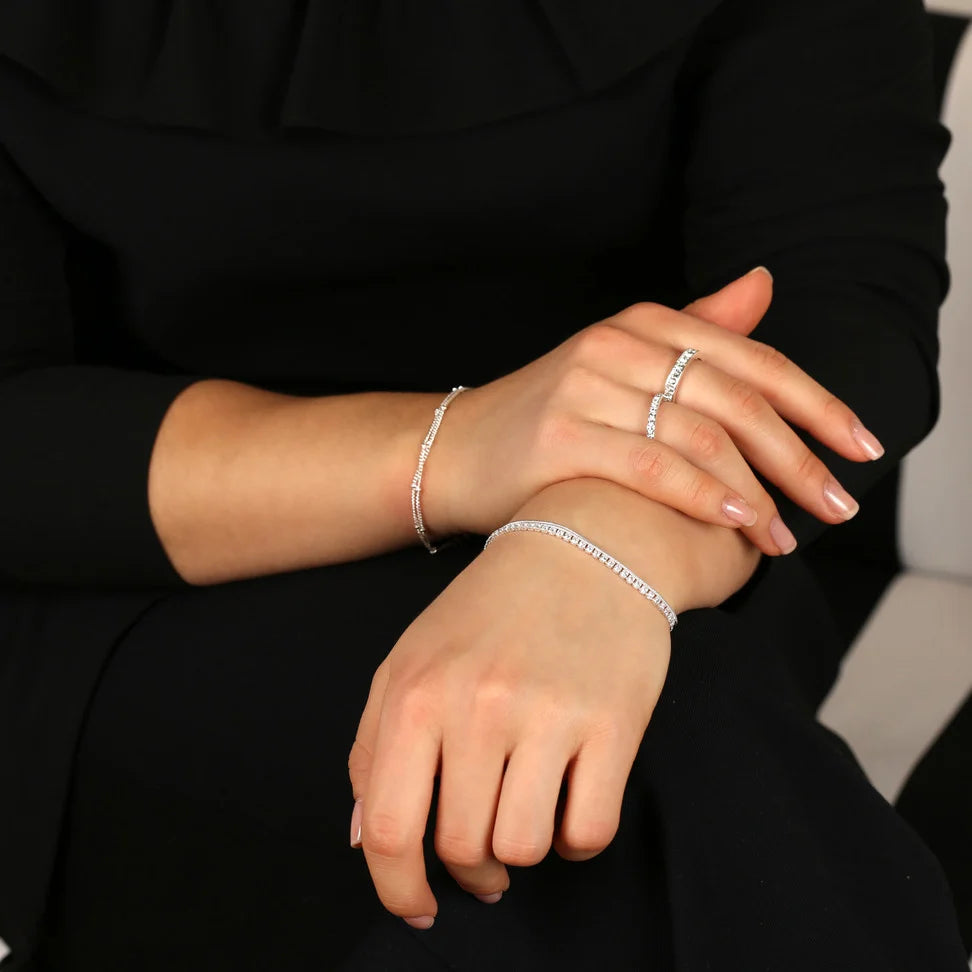 Rio Thin Stone Hringur Silfur