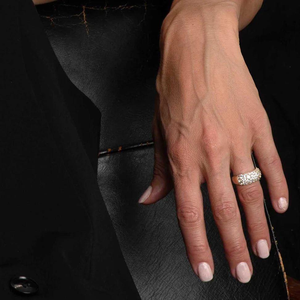 Rio Wide Stone Hringur Silfur