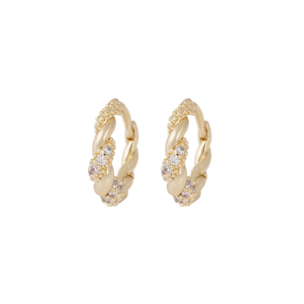 Twist Crystal Hoops Eyrnalokkar Gull