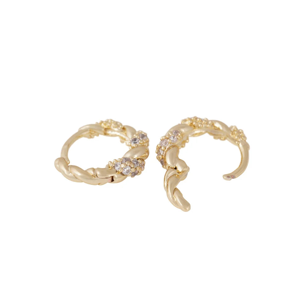 Twist Crystal Hoops Eyrnalokkar Gull