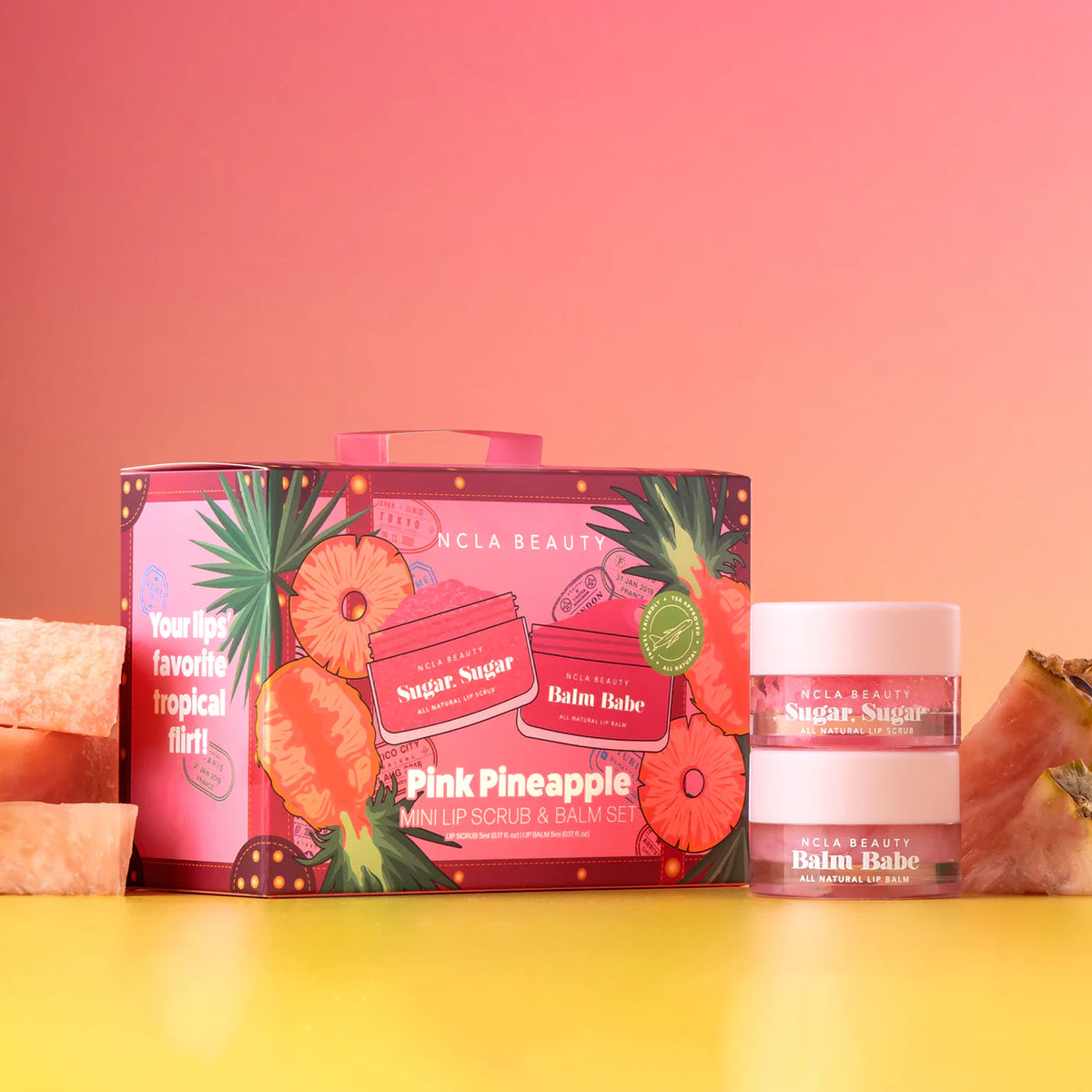Gjafasett - Lip Balm & Lip Scrub - Pink Pineapple