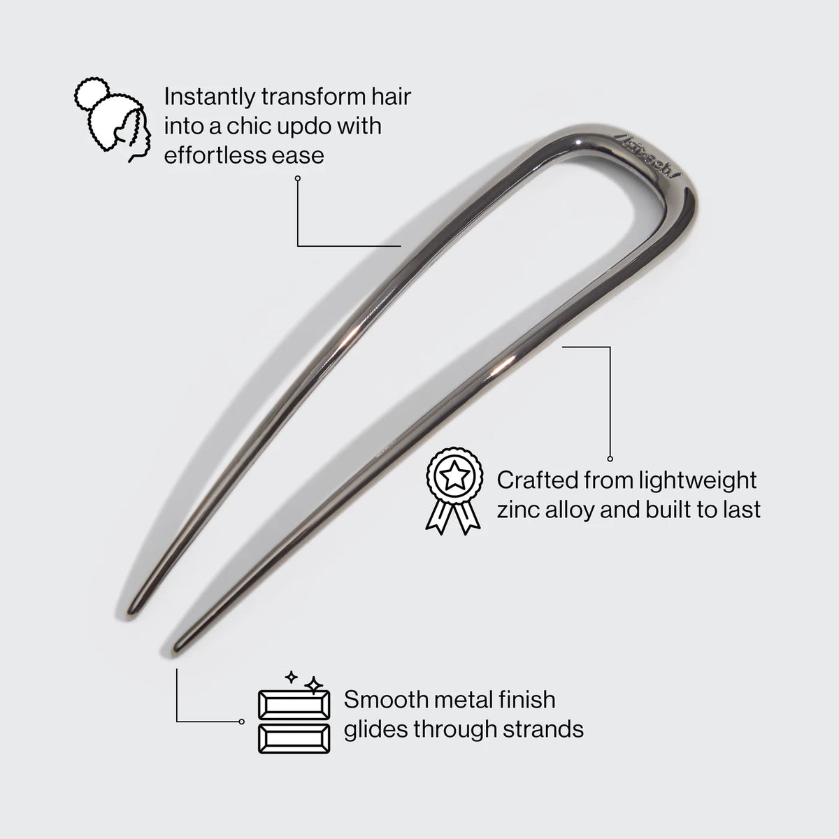 French Hair Pin - Hematite