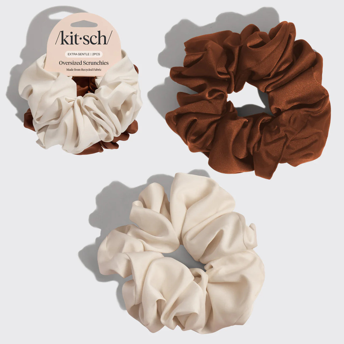 Oversized Scrunchies Cream & Carmel - 2. stk.