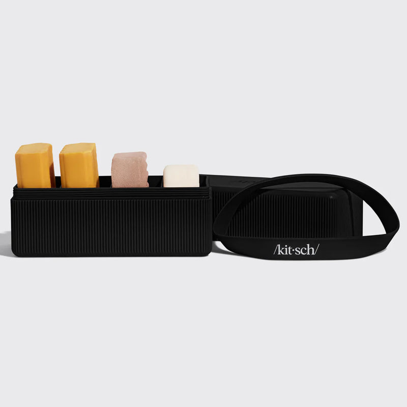 Ferðabox fyrir 4 Kitsch Sjampó/Hárnæringu Svart