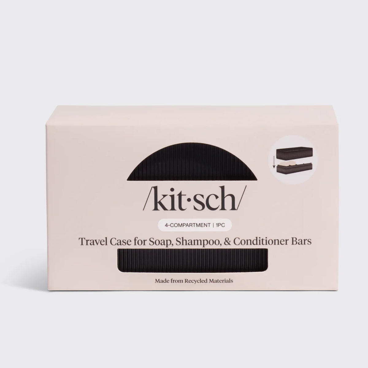 Ferðabox fyrir 4 Kitsch Sjampó/Hárnæringu Svart