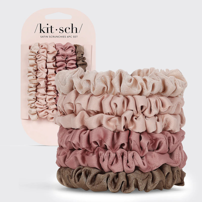 Petite Satín Hárteygjur Scrunchies - Bleikir tónar
