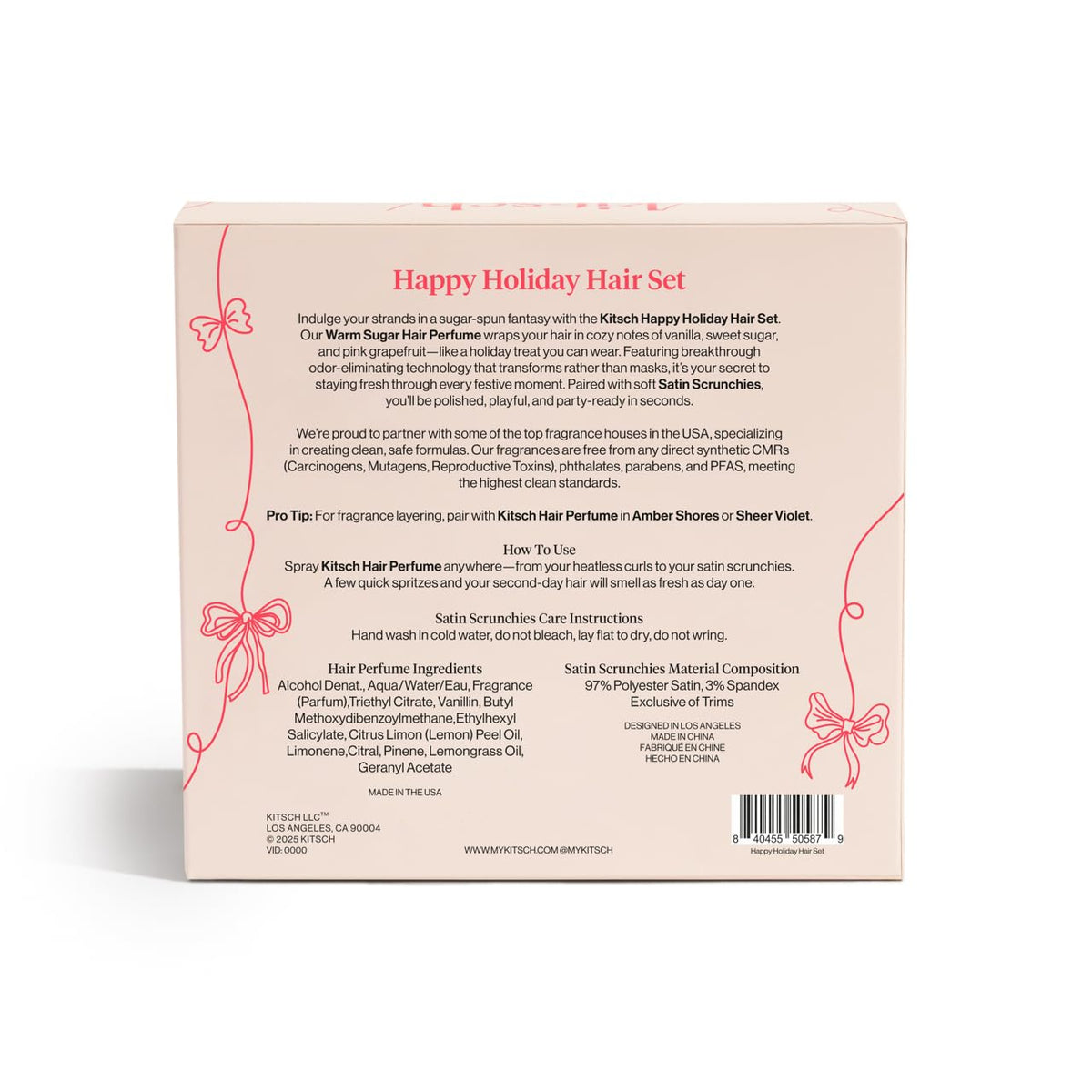 Holiday Set - Warm Sugar Hárilmvatn og 3xSatín Scrunchies