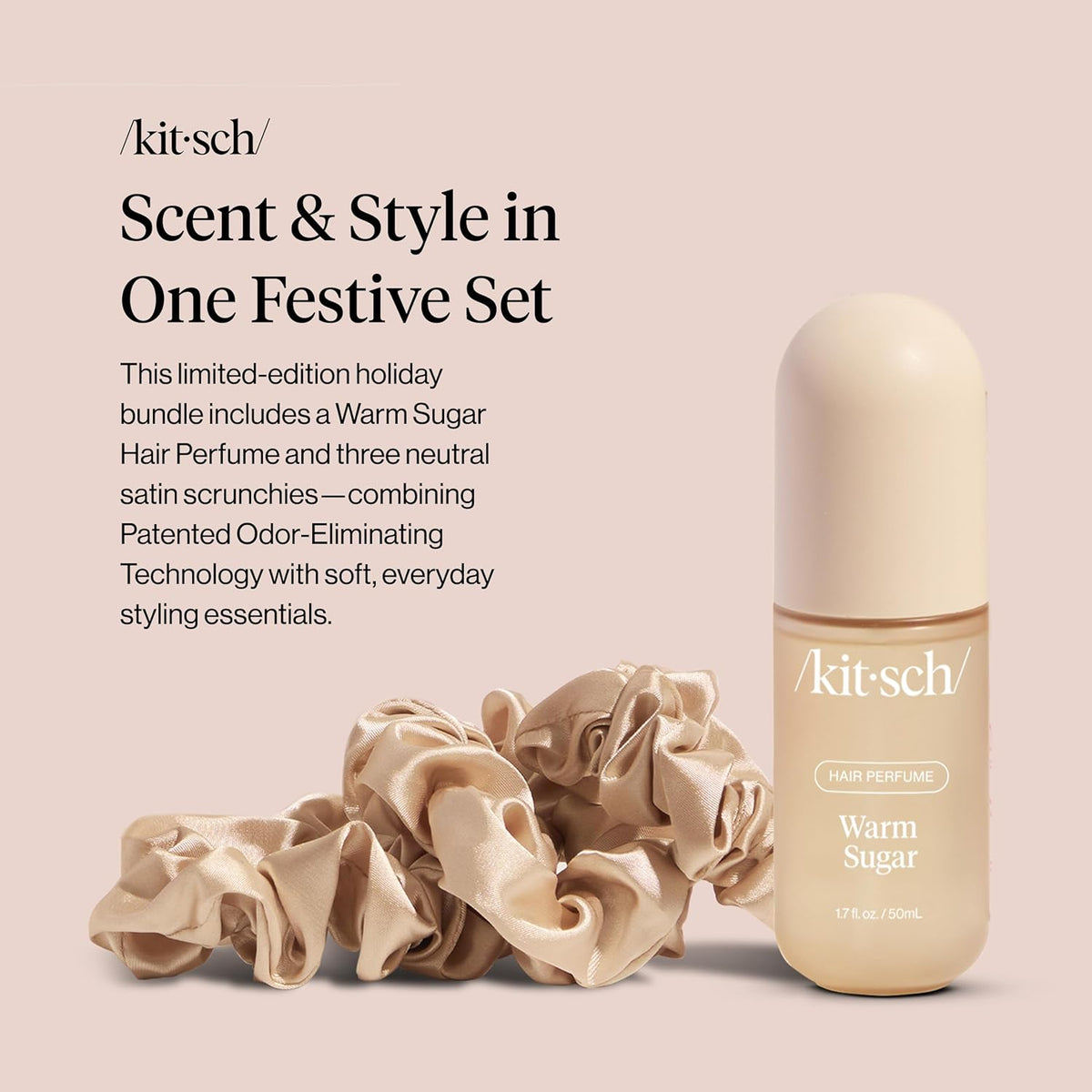 Holiday Set - Warm Sugar Hárilmvatn og 3xSatín Scrunchies