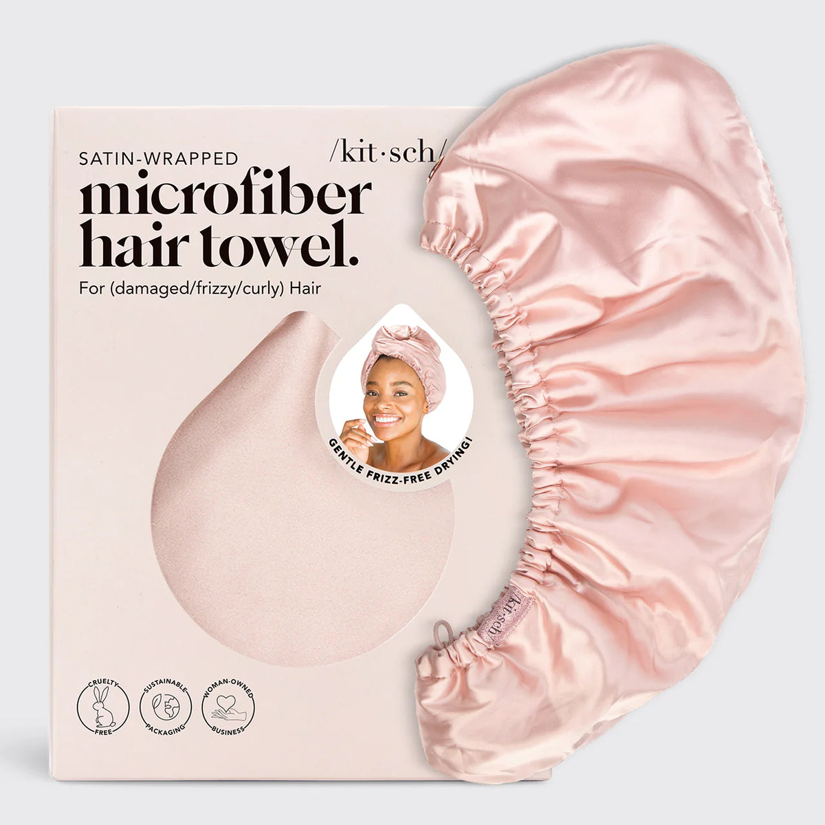 Hárhandklæði Satín/Microfiber Bleikt
