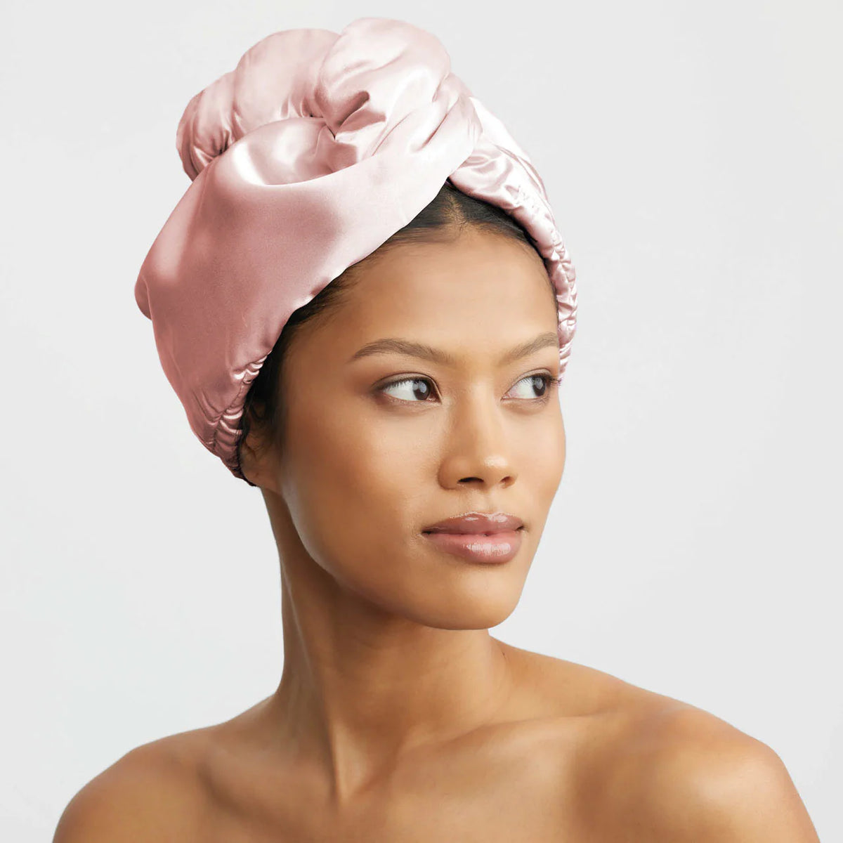 Hárhandklæði Satín/Microfiber Bleikt