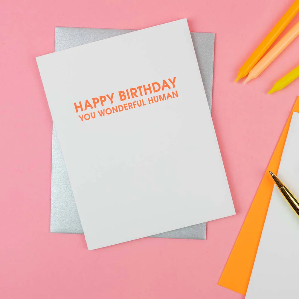 Tækifæriskort &quot;Happy Birthday You Wonderful Human&quot;