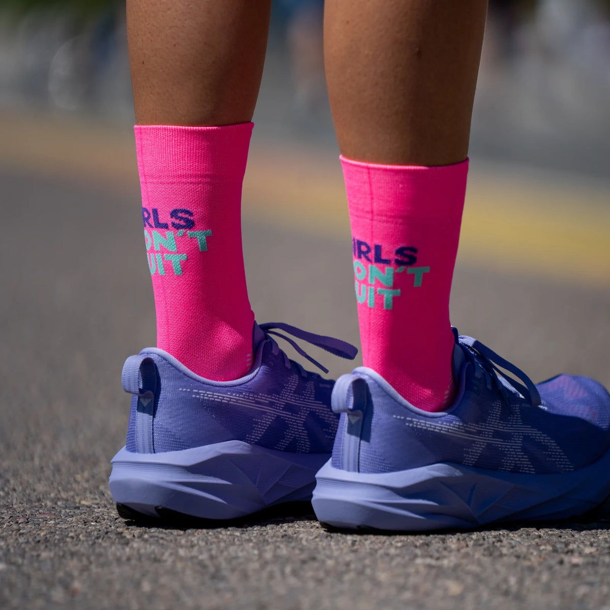 Hlaupasokkar Girls Don't Quit - Pink
