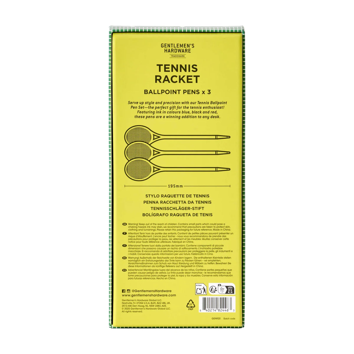 Tennis Racket Ballpoint Pens 3 stk.