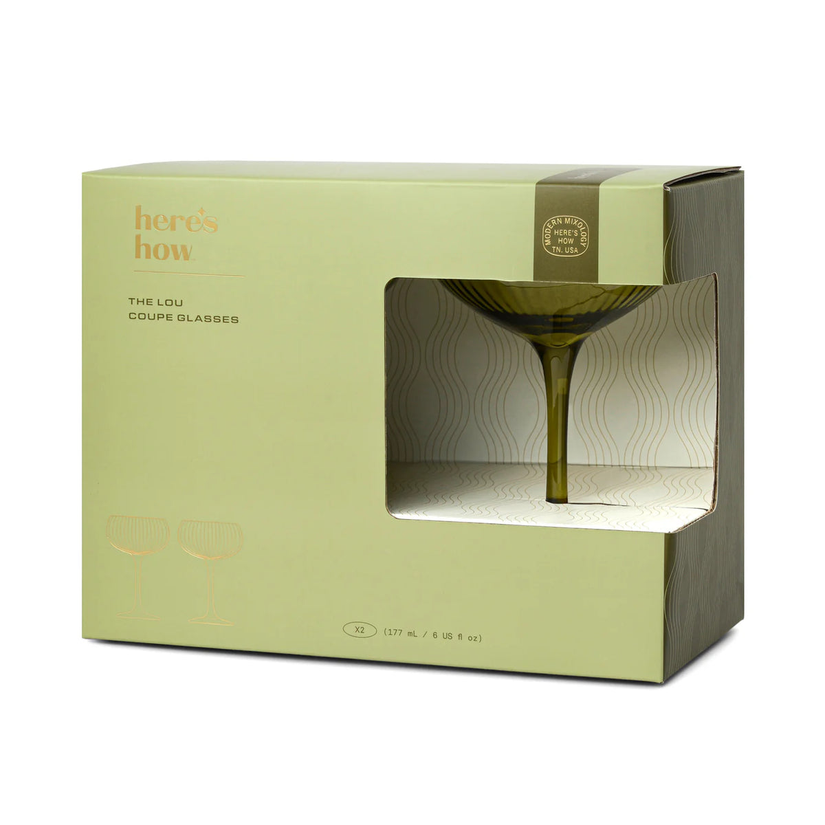 The Lou Coupe Glass - 2 stk. Olive