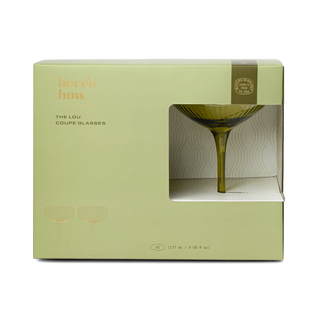 The Lou Coupe Glass - 2 stk. Olive