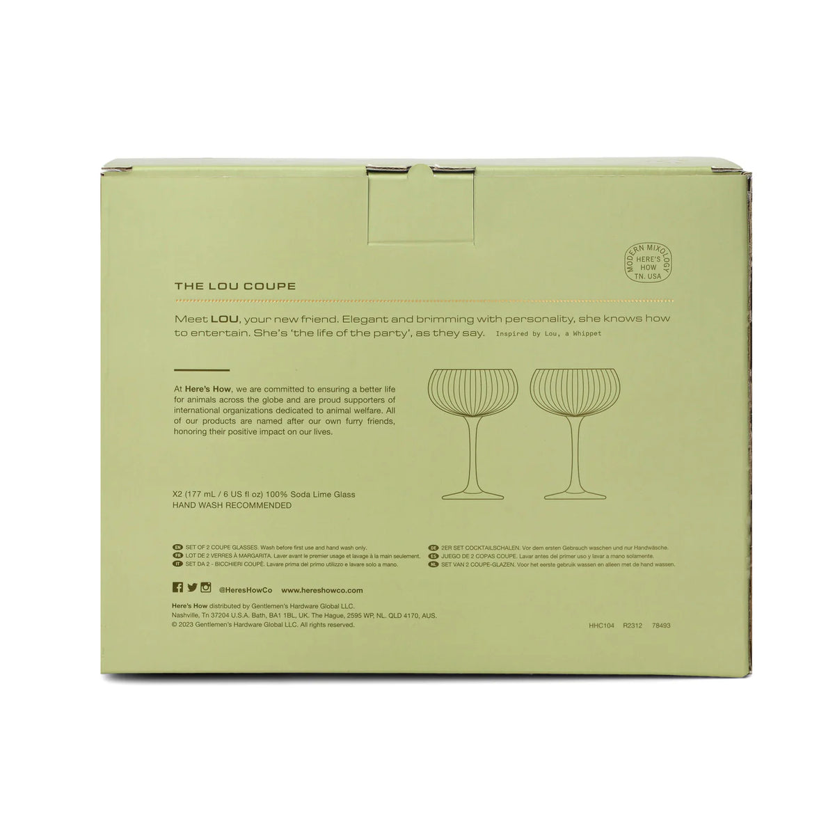 The Lou Coupe Glass - 2 stk. Olive