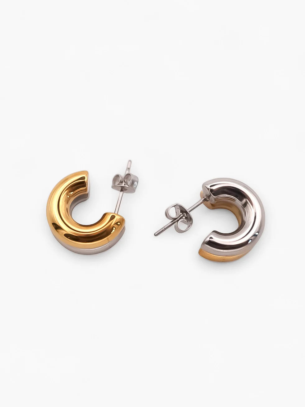 Gold/Silver Double Tone Hoops Eyrnalokkar