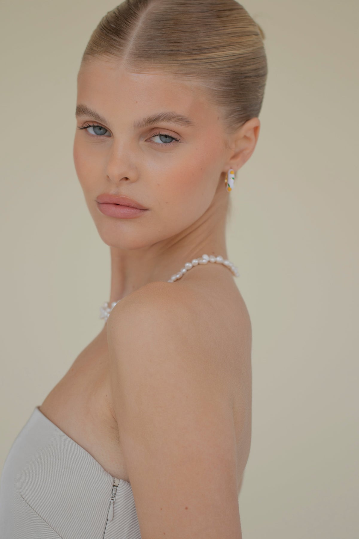 Eyrnalokkar Lemon Gold Ceramic Hoop