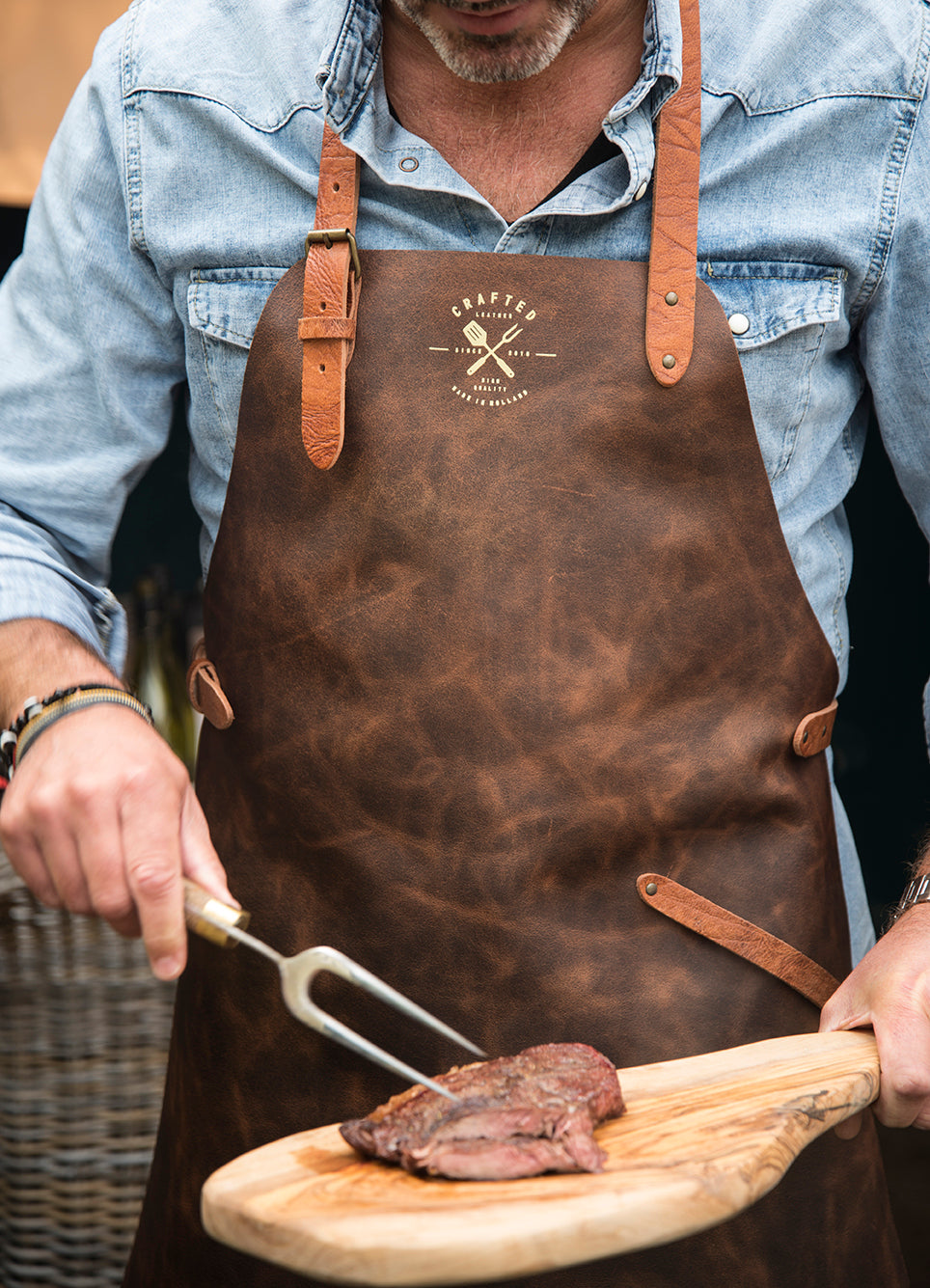 Leðursvunta Rustic Leður Koníaksbrún