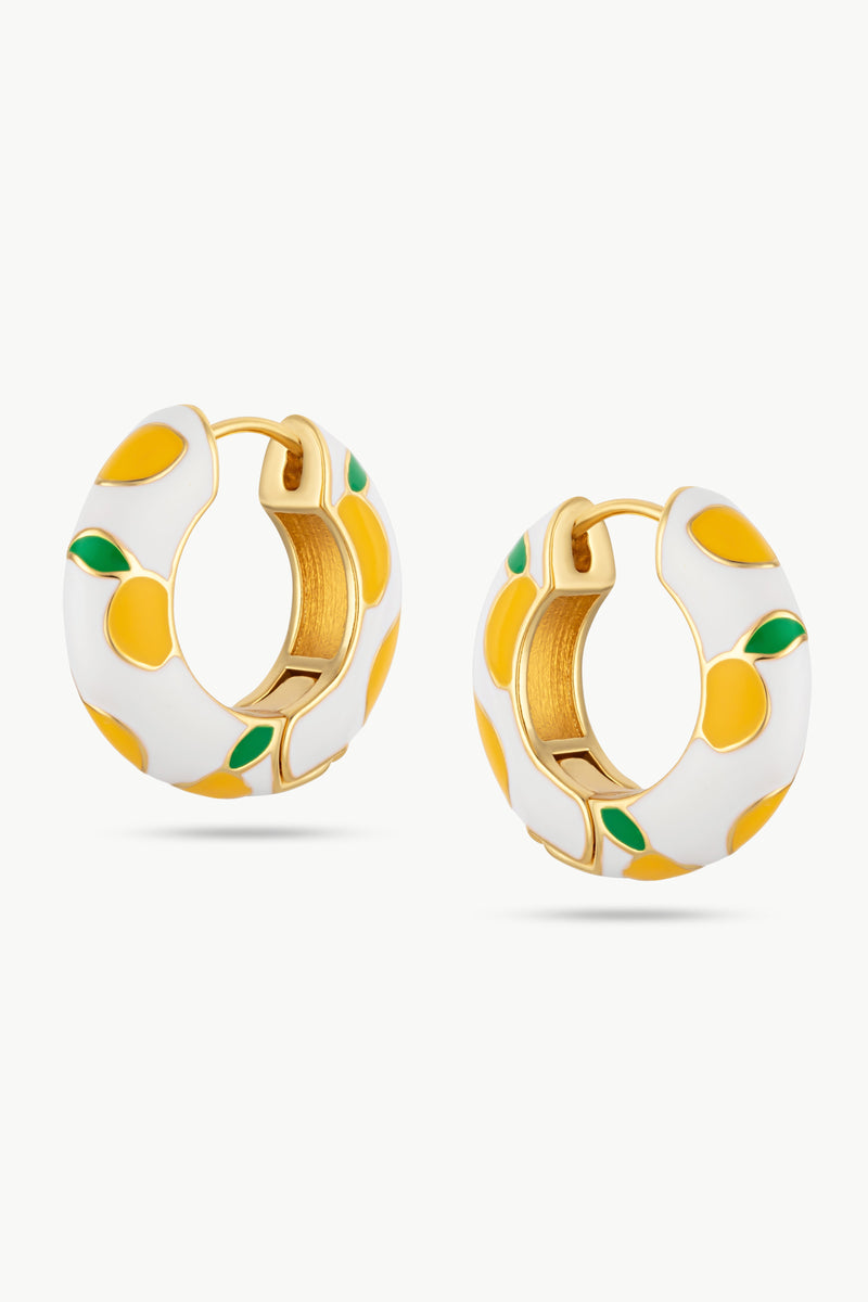 Eyrnalokkar Lemon Gold Ceramic Hoop