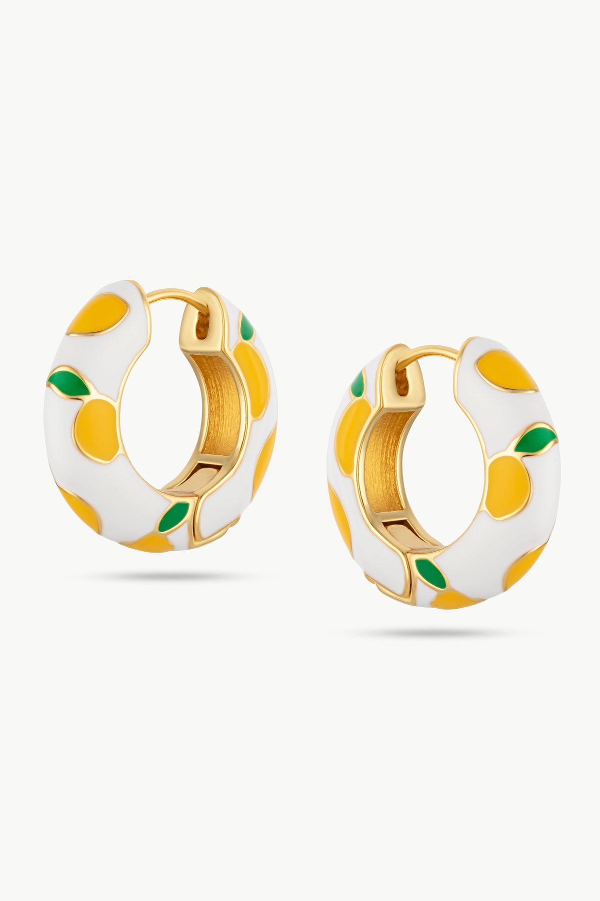 Eyrnalokkar Lemon Gold Ceramic Hoop