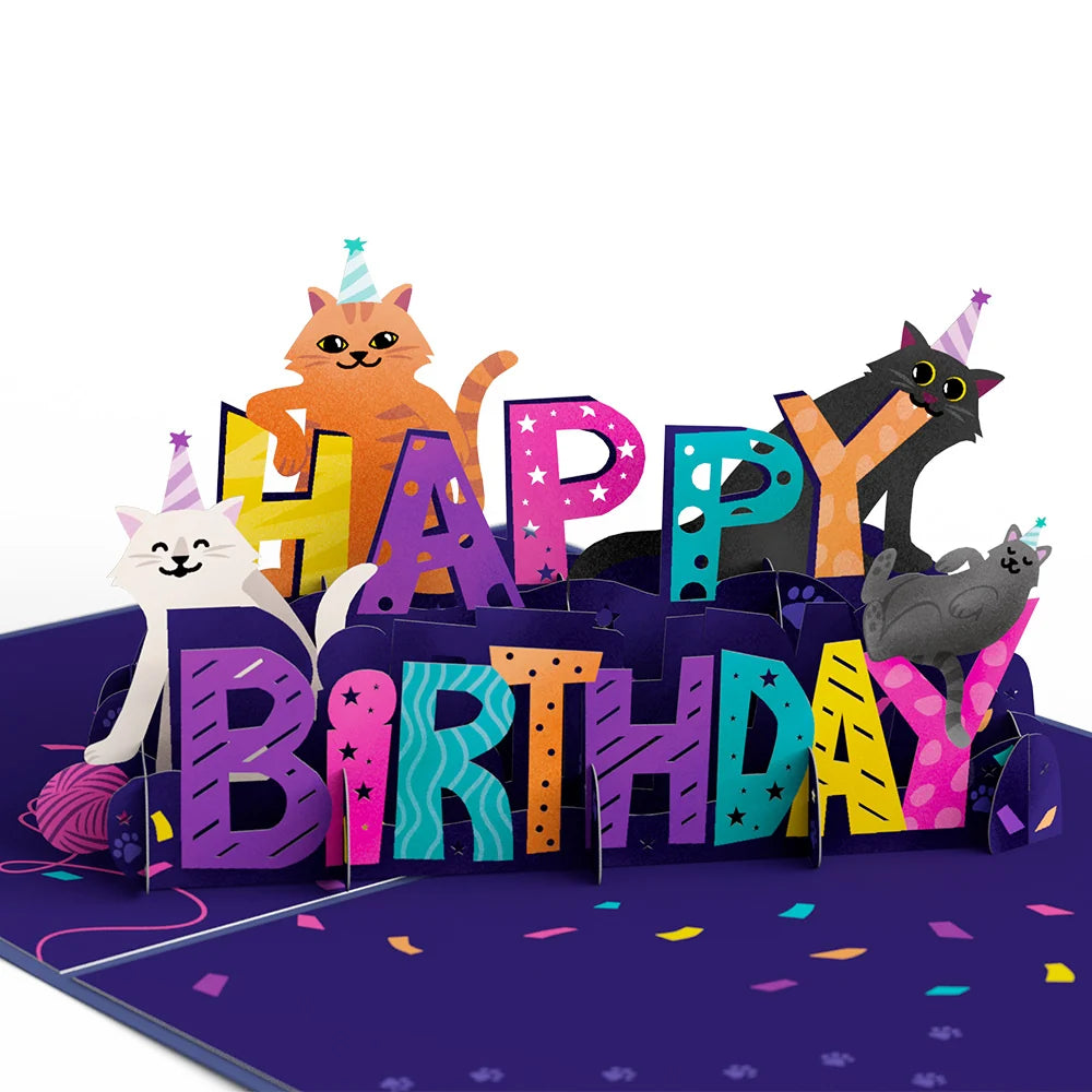 Happy Birthday Cat's Pop-Up Card
