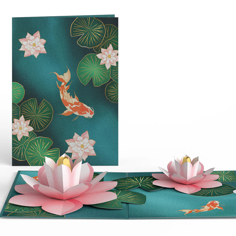 Koi Fish and Lotus Pond Pop-Up Kort