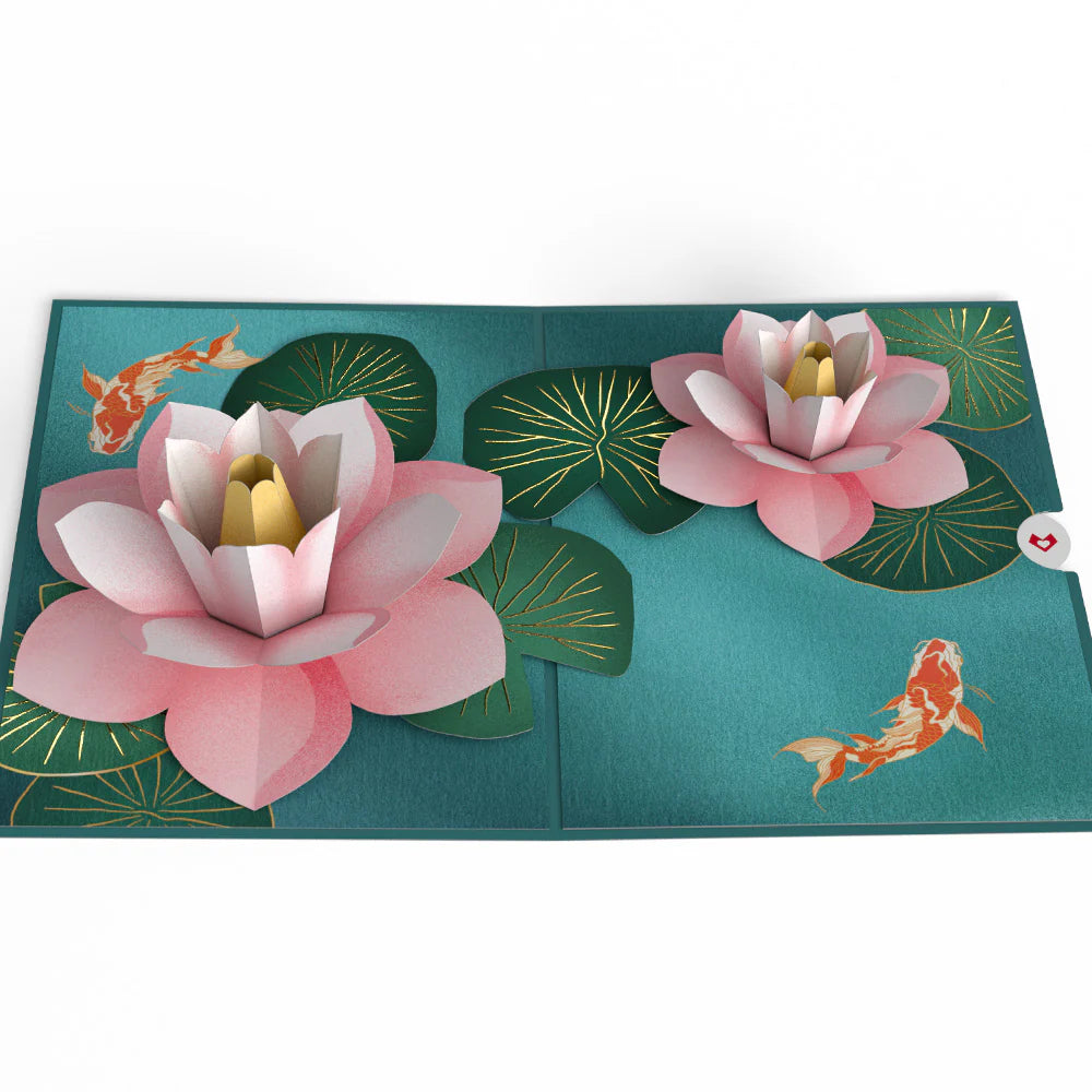 Koi Fish and Lotus Pond Pop-Up Kort