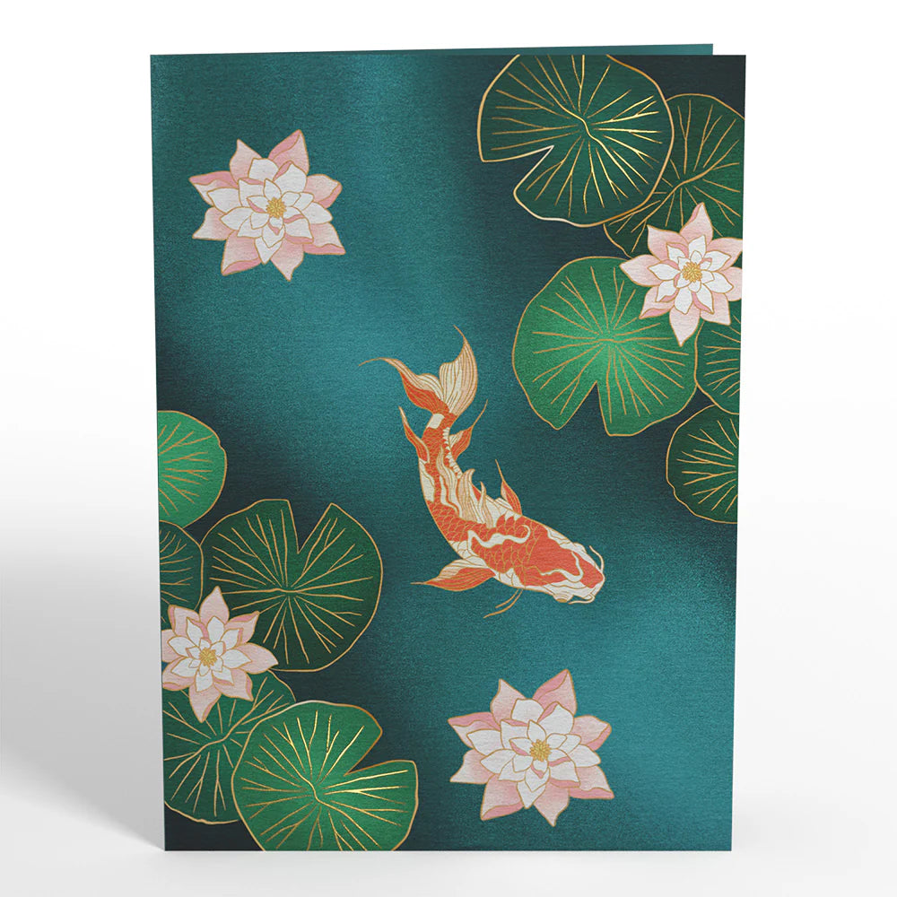 Koi Fish and Lotus Pond Pop-Up Kort