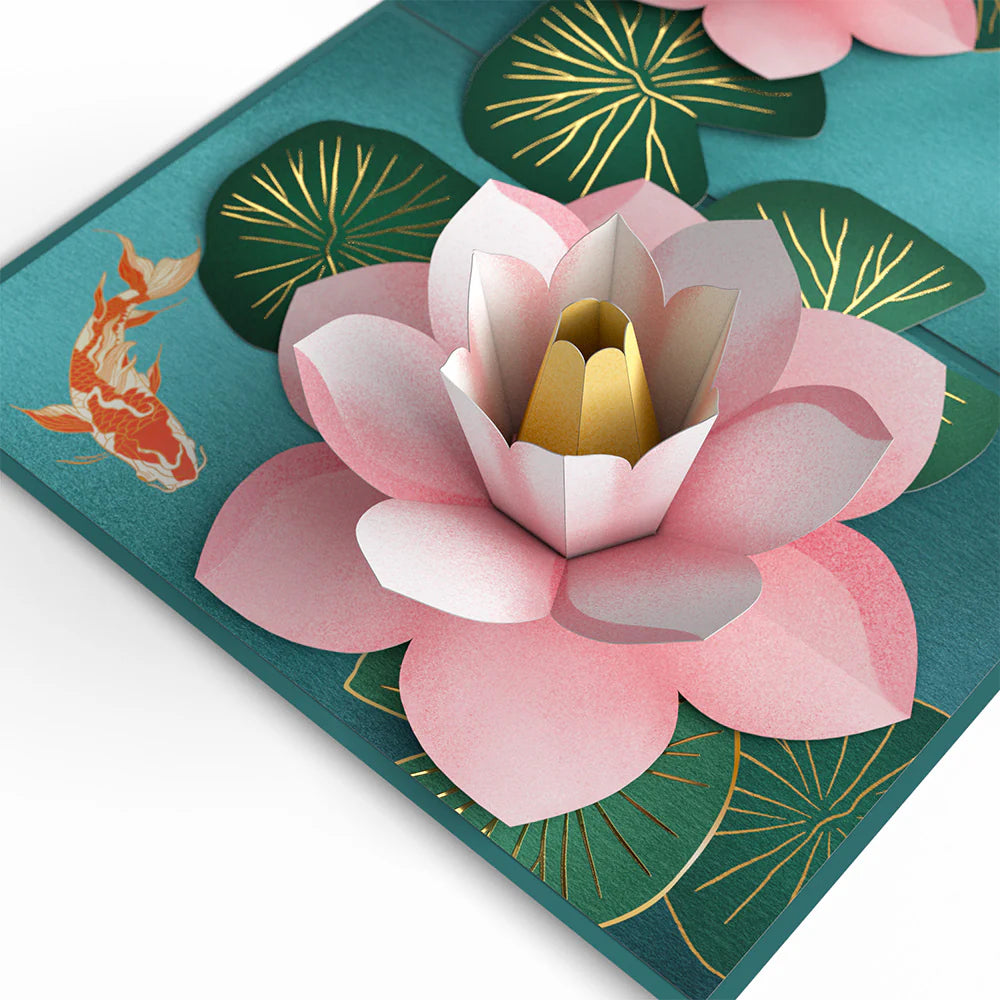 Koi Fish and Lotus Pond Pop-Up Kort