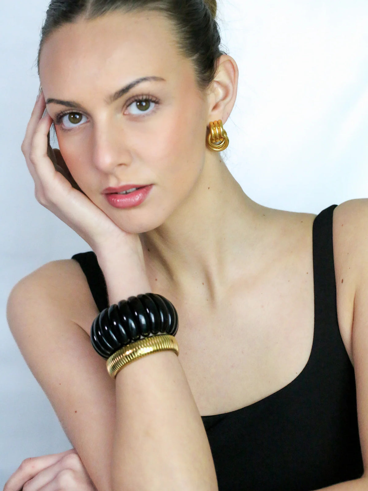 The Rope Knot Studs Eyrnalokkar Gylltir