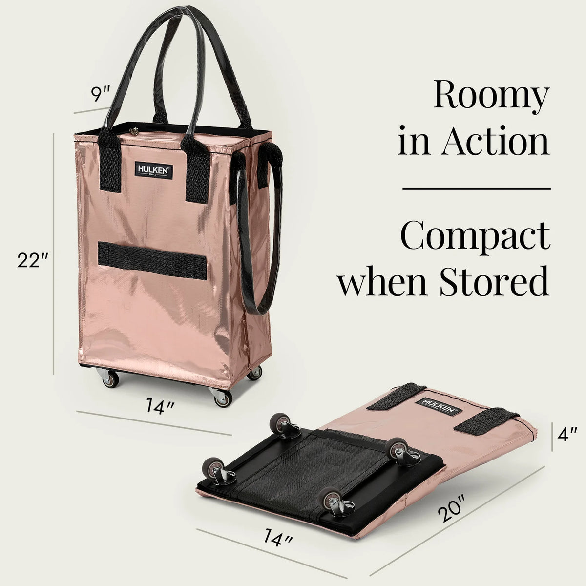 Hulken® Original Rolling Tote Bag Rose Gold