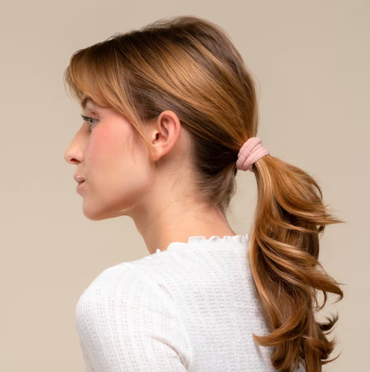 Recycled Fabric Ribbed Hair Elastics Blush