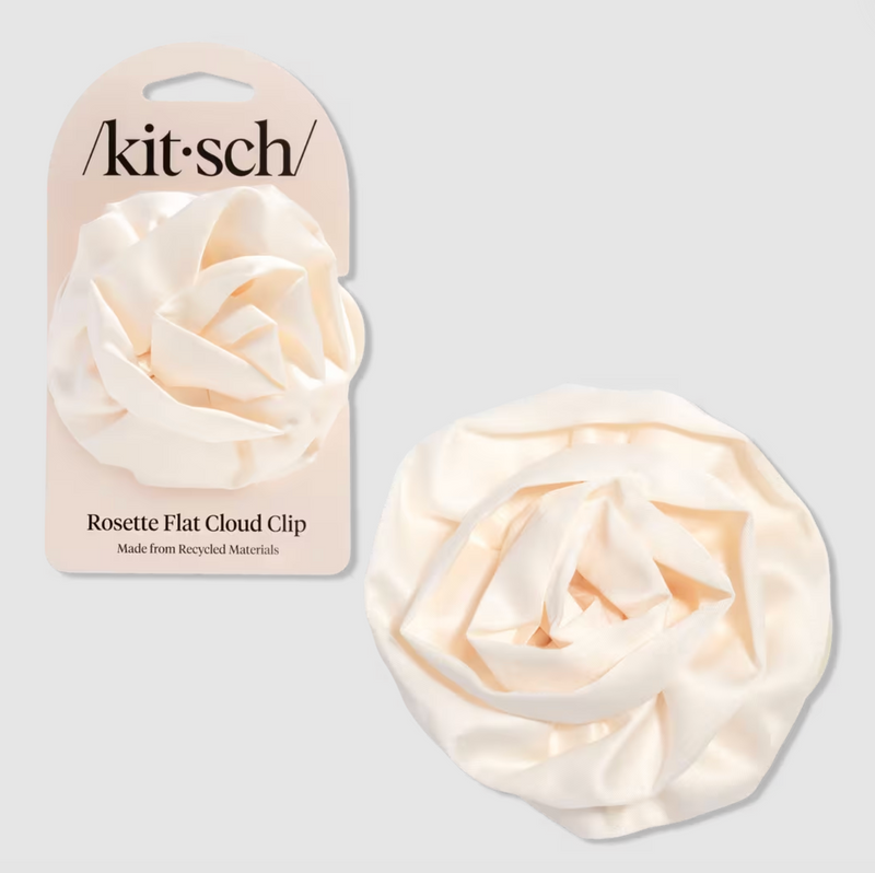 Satin Rosette Medium Flat Cloud Clip Cream