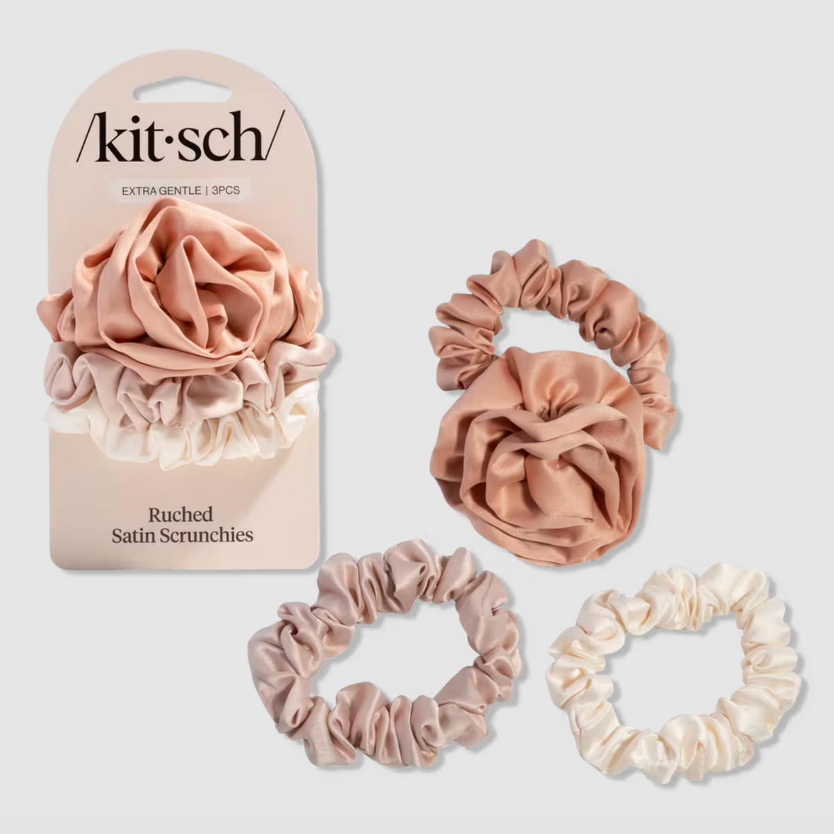 Rosette Ruched Satin Scrunchies Terracotta