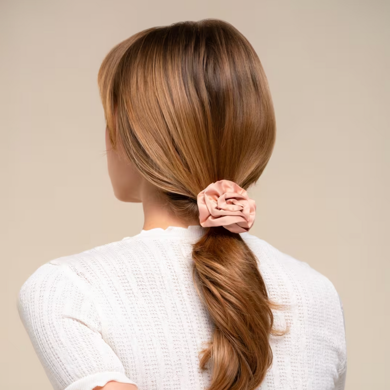 Rosette Ruched Satin Scrunchies Terracotta