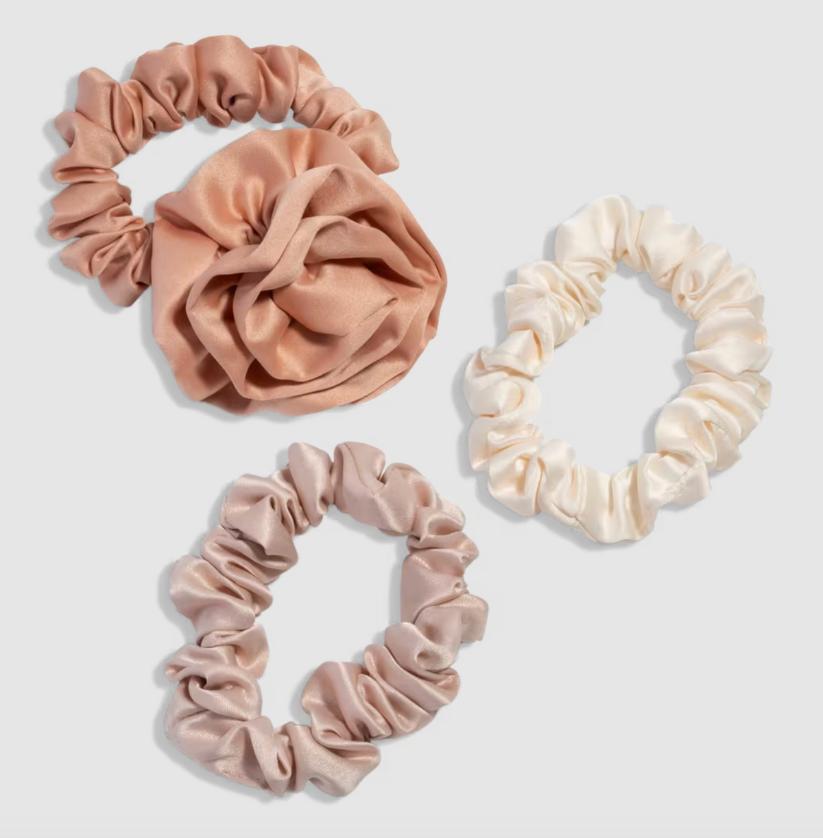 Rosette Ruched Satin Scrunchies Terracotta