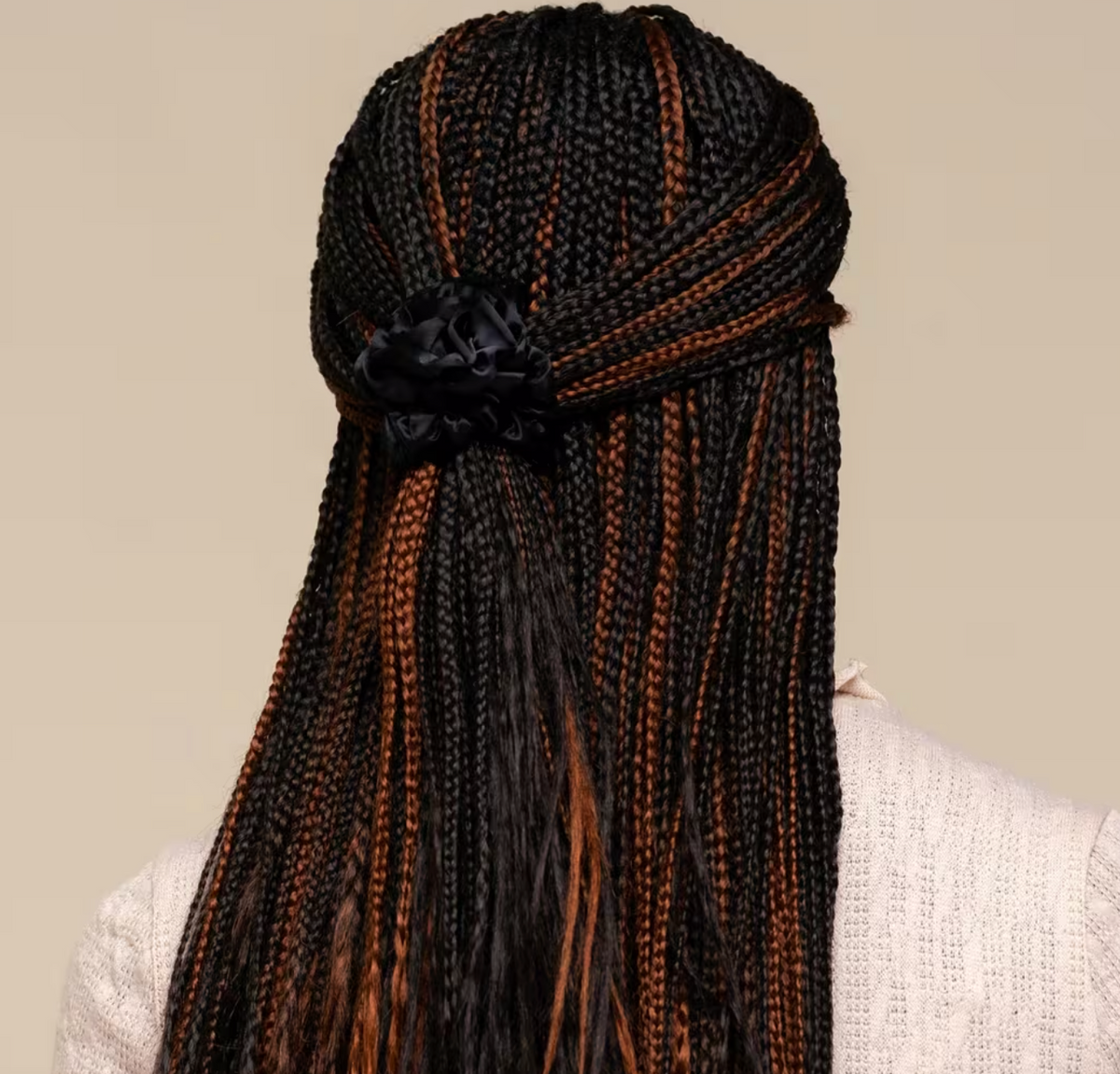 Rosette Ruched Satin Scrunchies Black