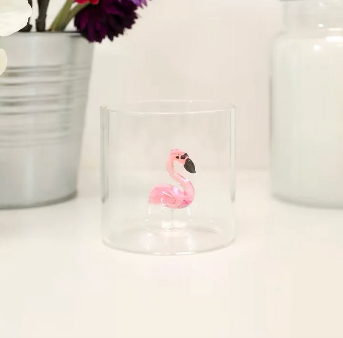 Glas með Fígúru - Flamingo