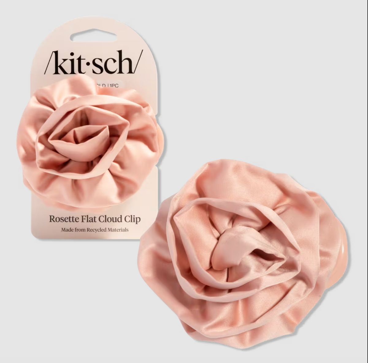 Satin Rosette Medium Flat Cloud Clip Terracotta
