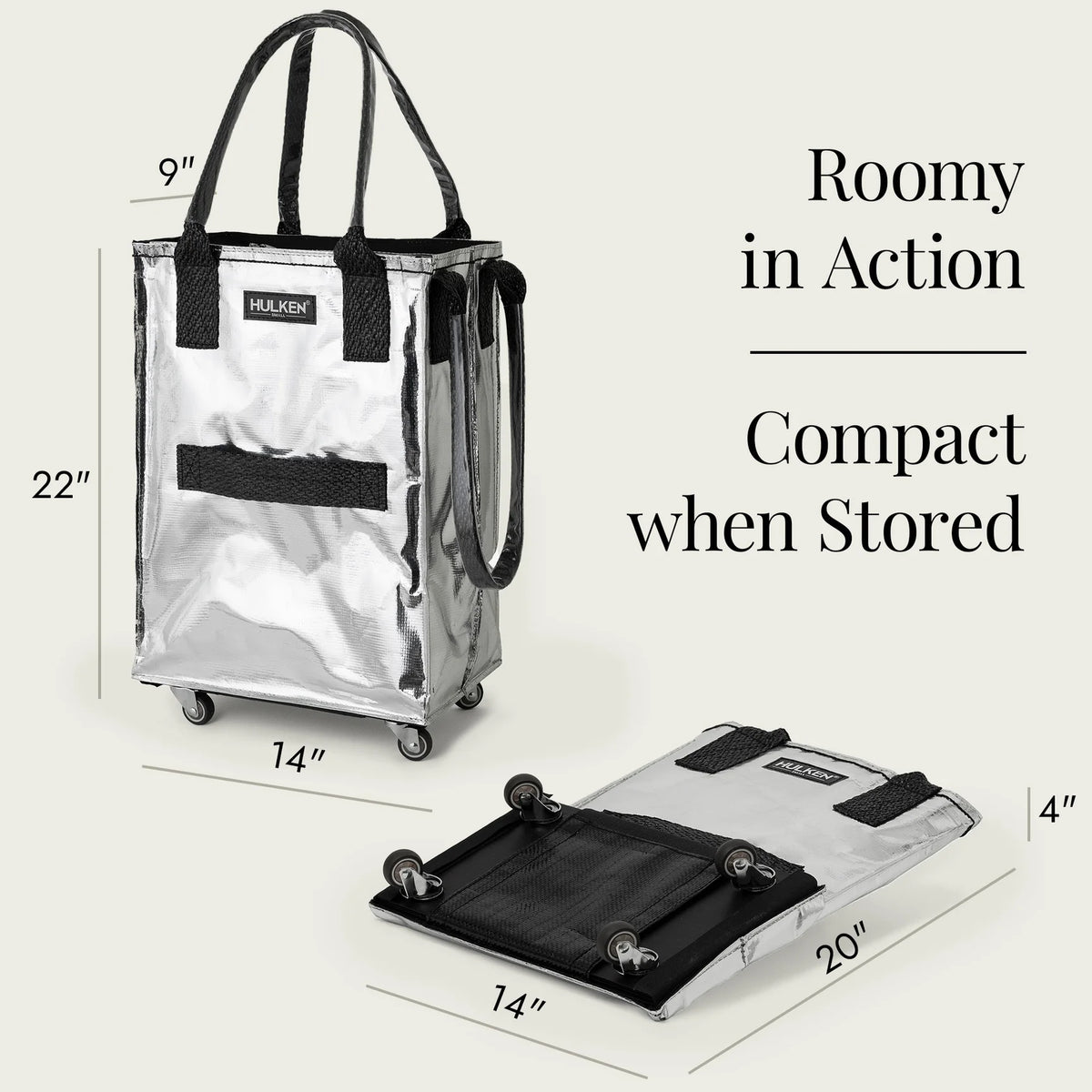 Hulken® Original Rolling Tote Bag Silver