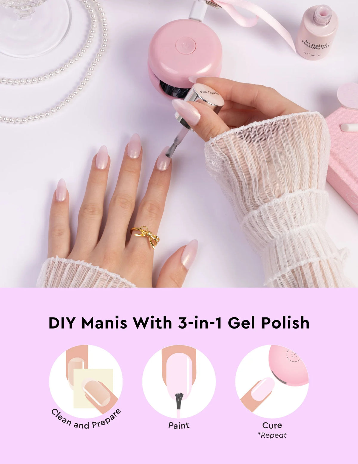 Gel Manicure Sett - Pink Quartz