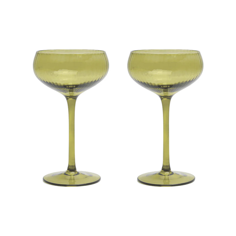 The Lou Coupe Glass - 2 stk. Olive