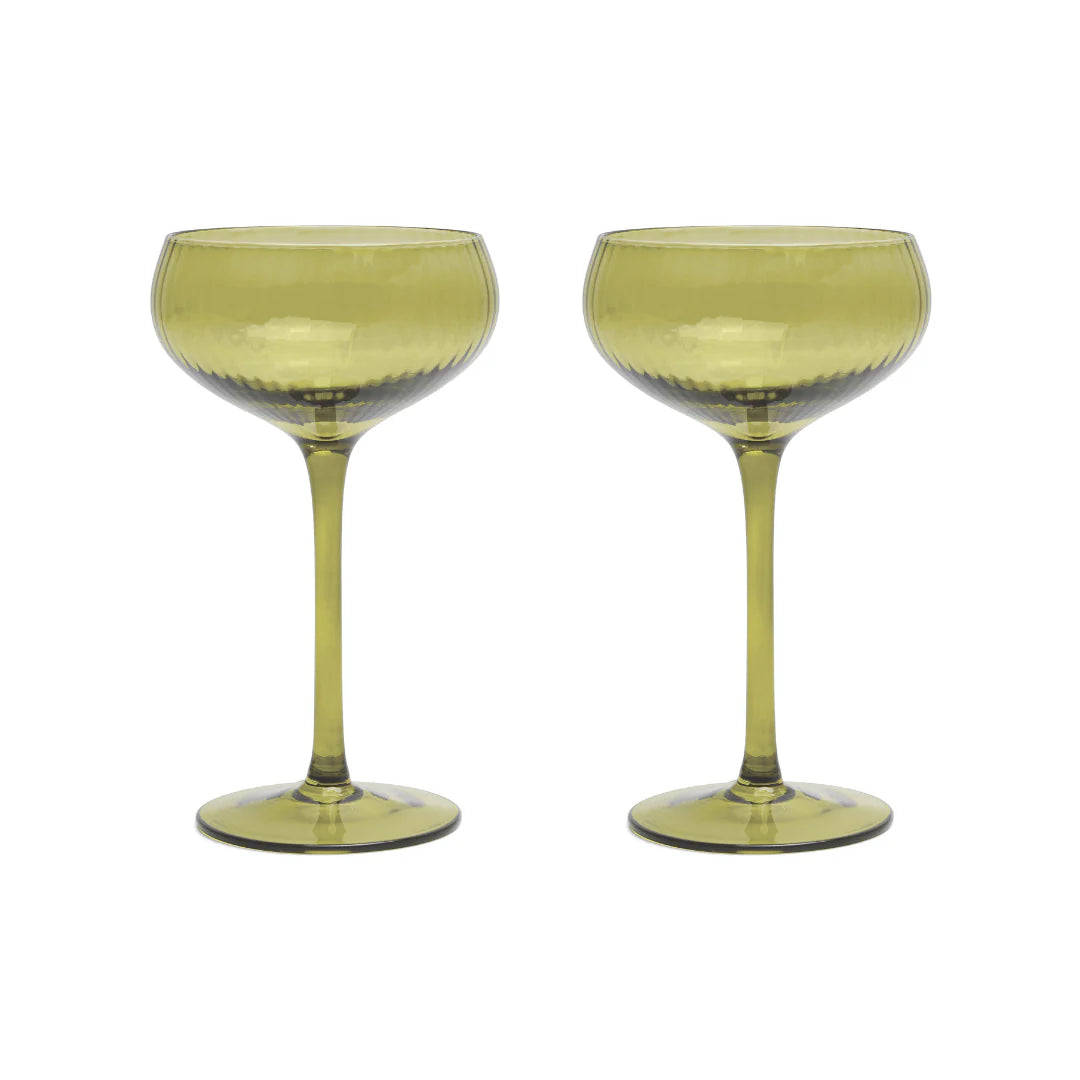 The Lou Coupe Glass - 2 stk. Olive