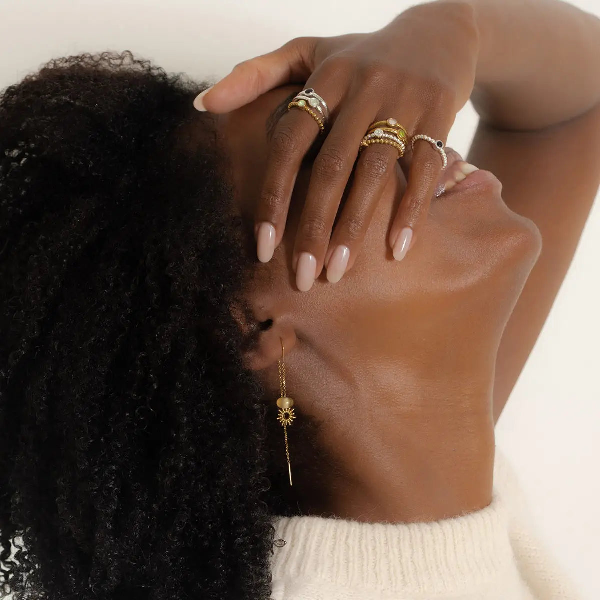 Hringur Double - Gold/Green/Pink